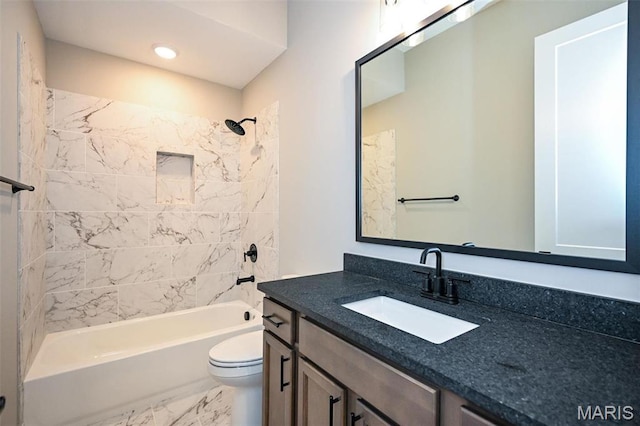712 Silver Buck Ln, Chesterfield, MO 63005 - full bath featuring vanity, bathtub / shower combination, and marble look tile flooring