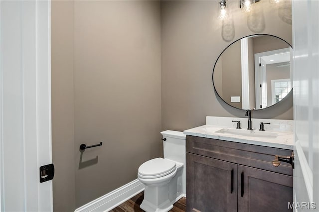 724 Silver Buck Ln, Chesterfield, MO 63005 - half bath with vanity and wood finished floors