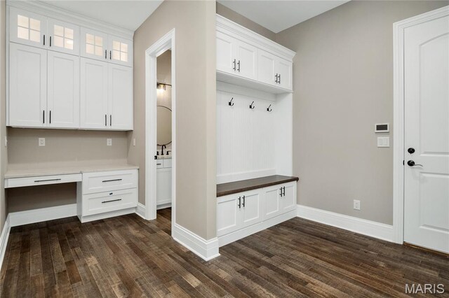 724 Silver Buck Ln, Chesterfield, MO 63005 - mudroom with dark wood-style floors