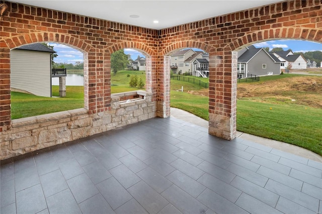 744 Silver Buck Ln, Chesterfield, MO 63005 - view of patio with a water view