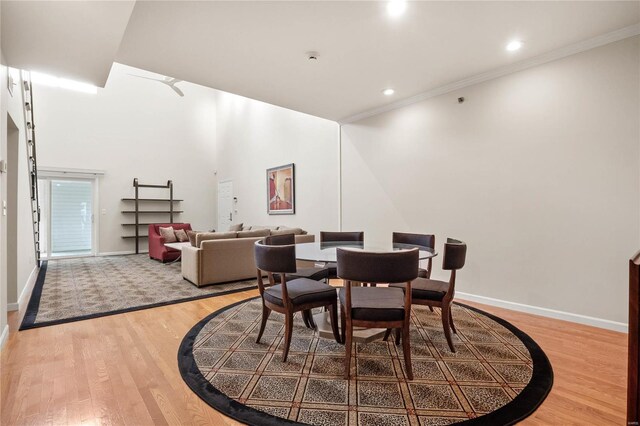 505 N And S Rd Unit 3C, University City, MO 63130 - dining area with light wood-type flooring, ornamental molding, baseboards, and recessed lighting