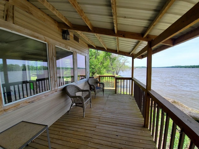 801 S Front St, La Grange, MO 63448 - wooden terrace with a water view
