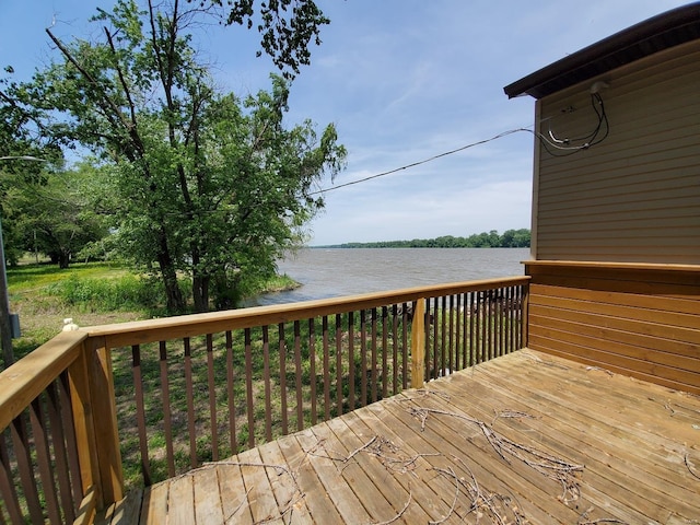 801 S Front St, La Grange, MO 63448 - wooden deck with a water view