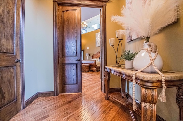 6708 Brown Ln, Poplar Bluff, MO 63901 - hallway with light wood-type flooring and baseboards