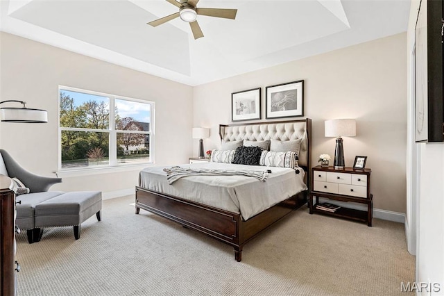 4 Challenger Ct, Ofallon, MO 63366 - bedroom with carpet flooring, baseboards, a raised ceiling, and ceiling fan