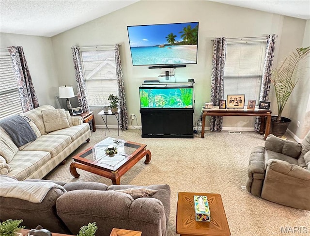 21 Forest Ln, Union, MO 63084 - living area featuring lofted ceiling, carpet, and baseboards