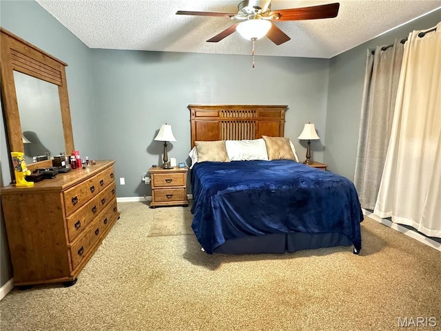 21 Forest Ln, Union, MO 63084 - bedroom featuring light colored carpet, a textured ceiling, baseboards, and ceiling fan