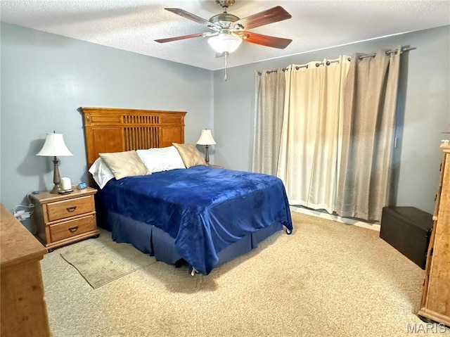 21 Forest Ln, Union, MO 63084 - bedroom with light carpet, a ceiling fan, and a textured ceiling