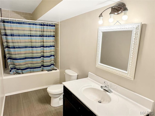 21 Forest Ln, Union, MO 63084 - bathroom featuring vanity, toilet, and shower / tub combo with curtain