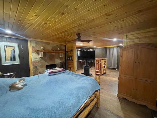 2268 Madison 244, Fredericktown, MO 63645 - bedroom with wooden walls, hardwood / wood-style floors, and wood ceiling