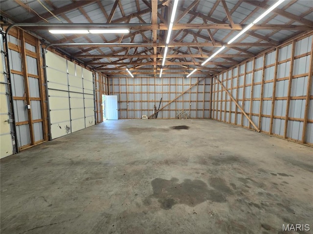 garage with metal wall