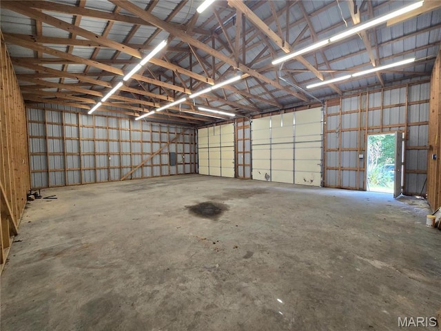 garage with metal wall