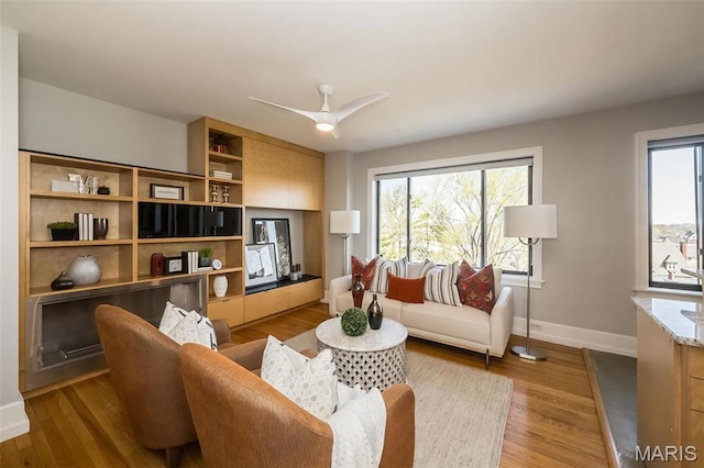 410 N Newstead Ave Unit 6W, Saint Louis, MO 63108 - living area with baseboards, wood finished floors, and plenty of natural light