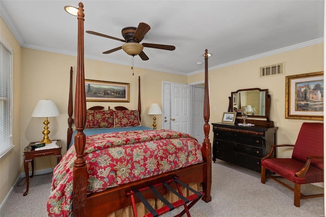 15 Mill St, Elsah, IL 62028 - bedroom featuring carpet flooring, crown molding, baseboards, and ceiling fan