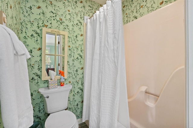 15 Mill St, Elsah, IL 62028 - bathroom featuring wallpapered walls and toilet