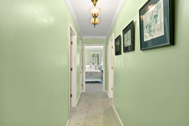 15 Mill St, Elsah, IL 62028 - corridor featuring light carpet, ornamental molding, and baseboards