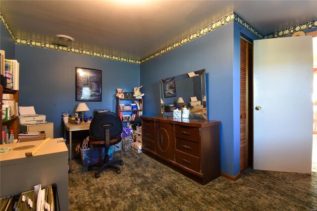 view of carpeted office space