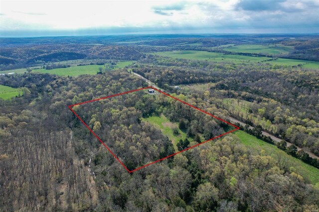 29455 State Highway Ac, Lebanon, MO 65536 - aerial view of property and surrounding area with a forest and property parcel outlined