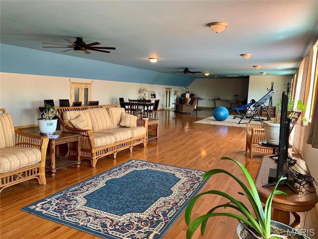 24613 Shady Oak Pl, Perry, MO 63462 - living room with ceiling fan and wood finished floors