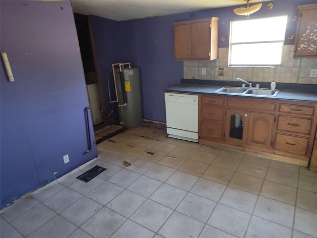 5226 Timber Lake Dr, Waterloo, IL 62298 - kitchen with dishwasher, electric water heater, a sink, and tasteful backsplash