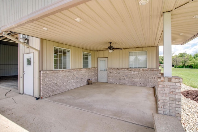 view of patio / terrace with ceiling fan