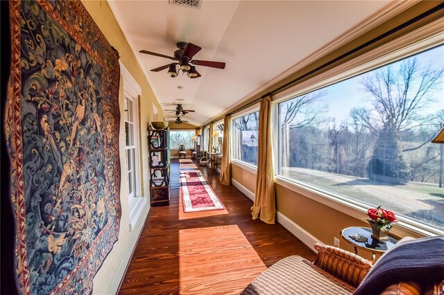 16093 Hwy W, Clarksville, MO 63336 - sunroom with wood finished floors, lofted ceiling, and baseboards
