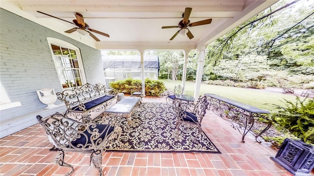 16093 Hwy W, Clarksville, MO 63336 - view of patio featuring ceiling fan