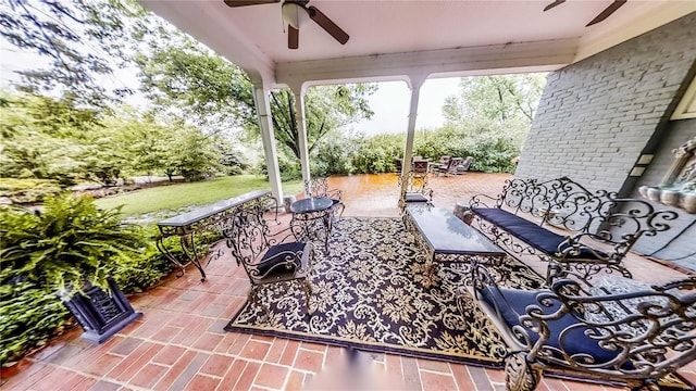 16093 Hwy W, Clarksville, MO 63336 - view of patio / terrace with a ceiling fan