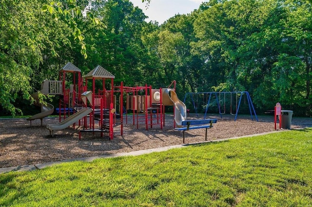 community playground with a lawn