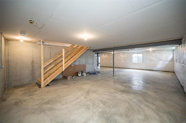 below grade area featuring stairs