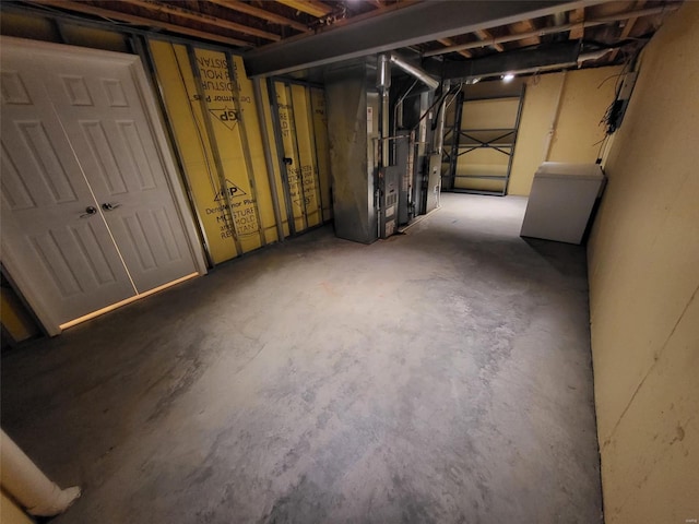 basement with heating unit
