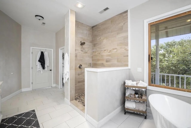 27302 Cimarron Dr, Roaring River Township, MO 65641 - full bath featuring walk in shower, a freestanding tub, and baseboards