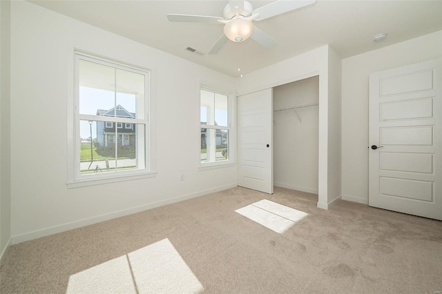 1909 Rolling River Cir, Ofallon, MO 63366 - unfurnished bedroom featuring carpet, a closet, baseboards, and a ceiling fan