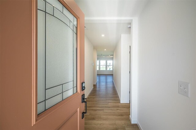 1909 Rolling River Cir, Ofallon, MO 63366 - corridor featuring light wood-type flooring, baseboards, and recessed lighting