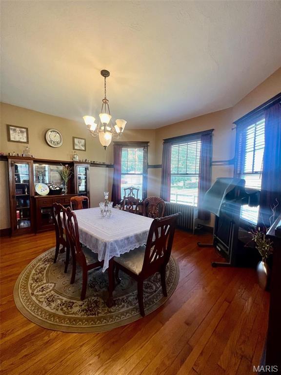 1001 S Main St, Lockwood, MO 65682 - dining space featuring a chandelier, wood-type flooring, and plenty of natural light