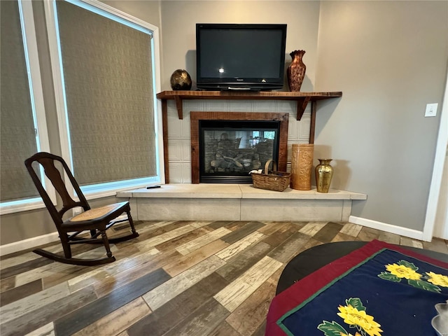 14305 State Highway F, Canton, MO 63435 - sitting room with a glass covered fireplace, baseboards, and wood finished floors
