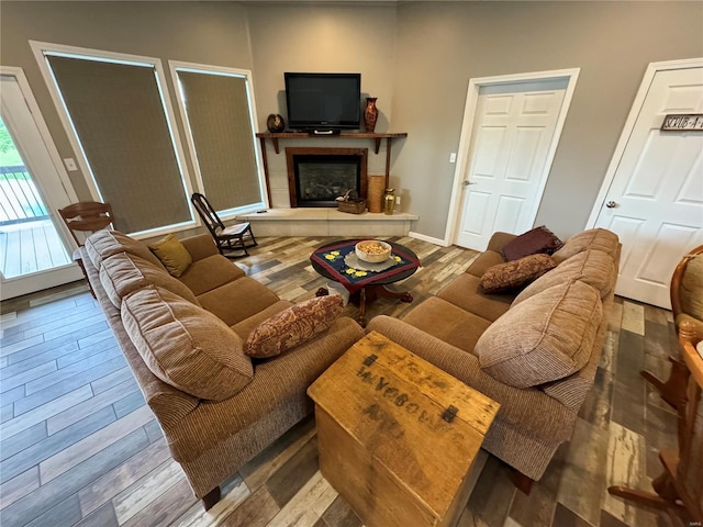 14305 State Highway F, Canton, MO 63435 - living area featuring wood finished floors, a fireplace, and baseboards