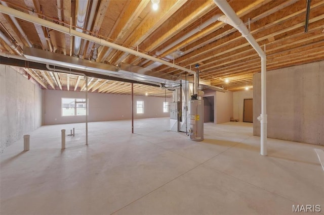 below grade area featuring gas water heater