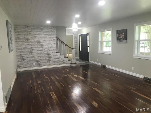1202 S Gertrude St, Salem, MO 65560 - foyer with healthy amount of natural light, stairway, wood finished floors, and recessed lighting