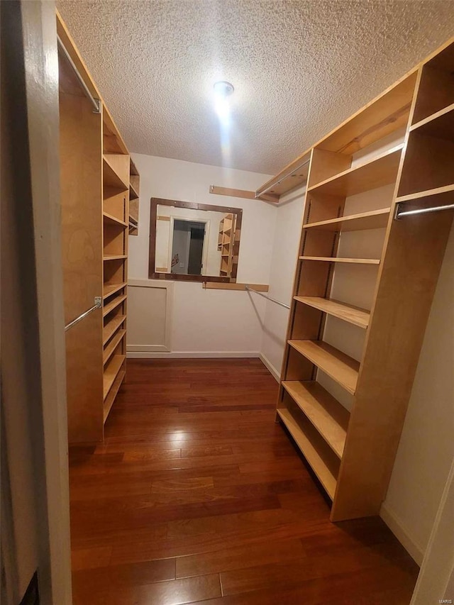 spacious closet featuring dark wood-style floors