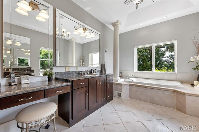 265 Deer Run Ln, Eureka, MO 63025 - bathroom with tile patterned flooring, plenty of natural light, a bath, and vanity
