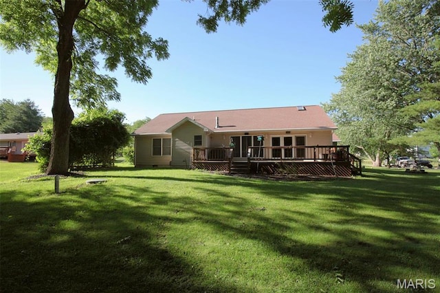 1710 Doe Run Dr, Vandalia, IL 62471 - back of property featuring crawl space, a yard, and a deck