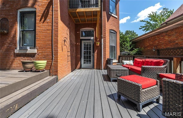 3630 Flad Ave, Saint Louis, MO 63110 - wooden deck with an outdoor hangout area