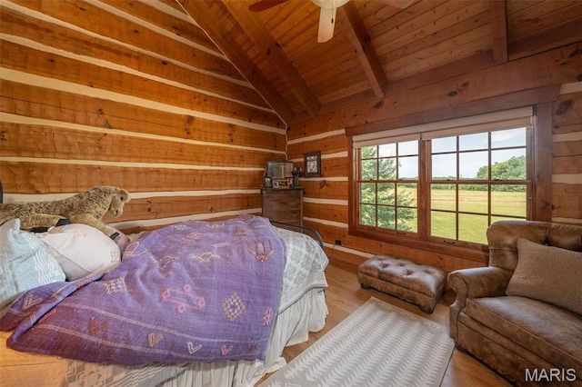 5140 Saint Anns Rd, Washington, MO 63090 - bedroom with wooden ceiling, wood walls, and wood finished floors