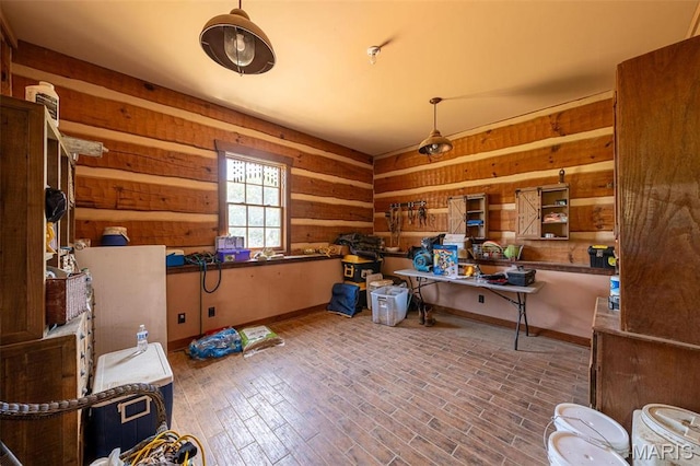 5140 Saint Anns Rd, Washington, MO 63090 - miscellaneous room with wood walls, wood finished floors, and baseboards