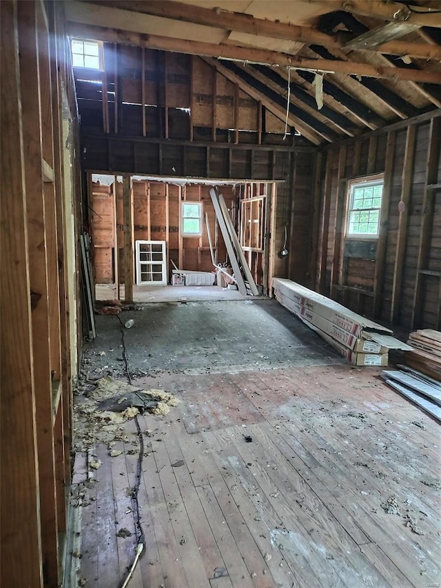 602 Elm St, Leadwood, MO 63653 - miscellaneous room featuring wood-type flooring and vaulted ceiling
