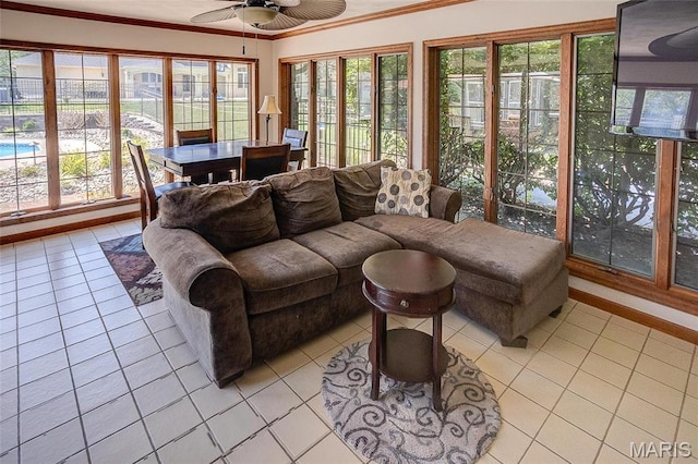 6 Red Fox Rd, Belleville, IL 62223 - sunroom / solarium featuring ornamental molding, tile patterned flooring, and plenty of natural light