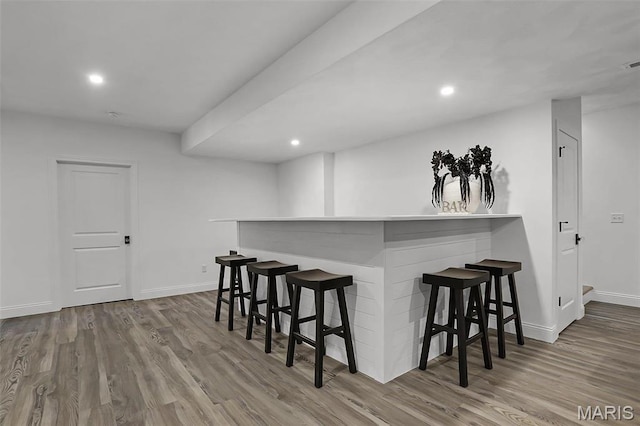 310 Captains Ct, Grafton, IL 62037 - indoor dry bar featuring wood finished floors, baseboards, and recessed lighting