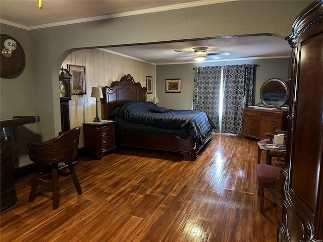 156 S Main St, Ironton, MO 63650 - bedroom featuring ornamental molding, wood finished floors, and arched walkways
