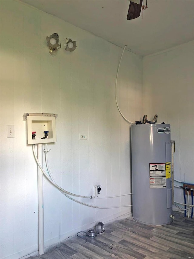 utility room with electric water heater